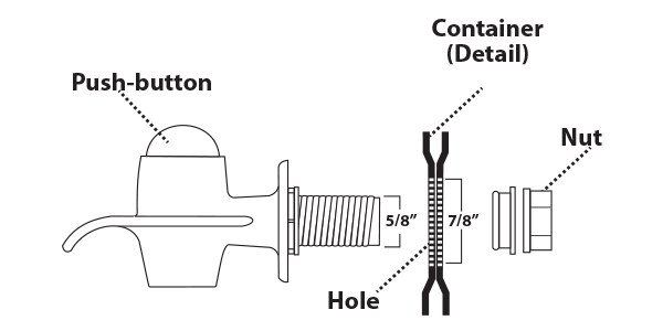 Medidas v&aacute;lvula de bot&oacute;n BTN-3