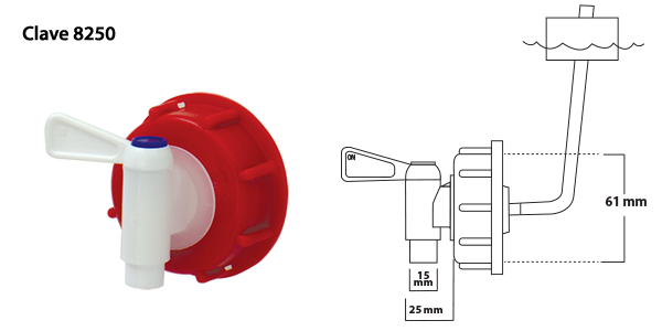 Medidas v&aacute;lvula de media vuelta MV-10 de 61 mm