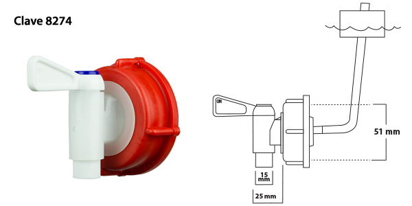 Medidas v&aacute;lvula de media vuelta MV-10 de 51mm