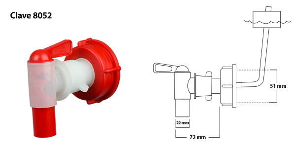 Medidas v&aacute;lvula de media vuelta MV-8 51mm