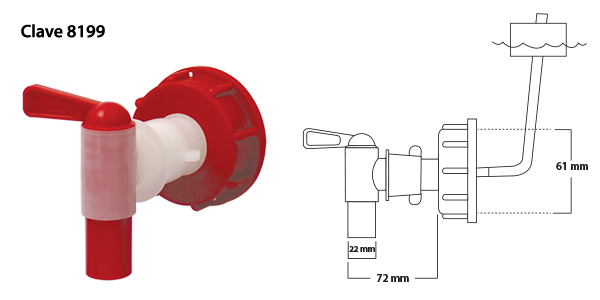 Medidas v&aacute;lvula de media vuelta MV-8 61mm