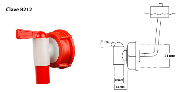 Medidas v&aacute;lvula de media vuelta MV-9 de 51mm