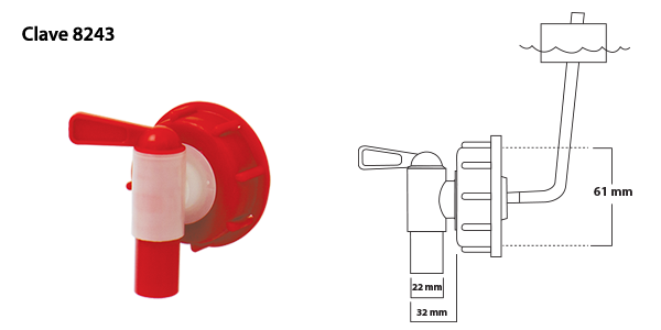 Medidas v&aacute;lvula de media vuelta MV-9 de 61mm